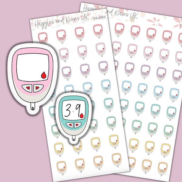 Blood Sugar Monitoring Planner Sticker | Pastel Colours | Glucose Monitoring Planner Stickers | Labels for Calendars Planners and More