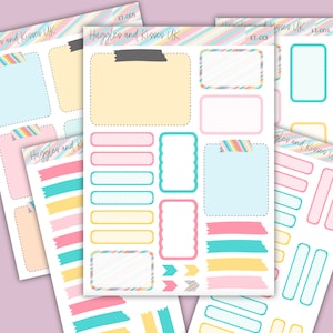Mixed Box Planner Stickers | Decorative Text Boxes | Functional and Decorative Planner Labels | Journal Stickers for Planners and More