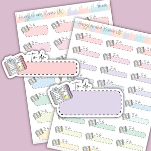 May include: A set of 24 colourful to-do list stickers featuring a cute illustrated notebook with a bow. The stickers are perfect for organising and planning your day.