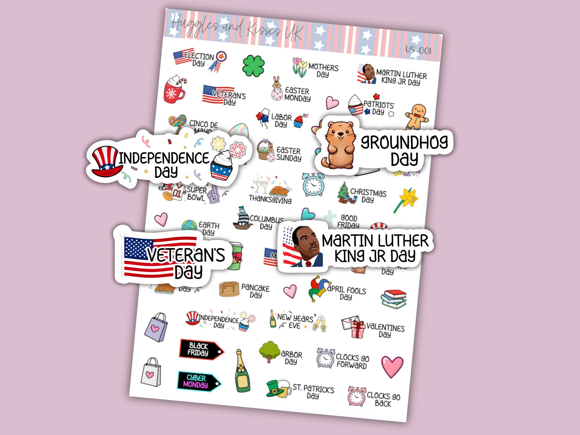 USA Yearly Events Planner Sticker | U.S. National Holiday Stickers ...
