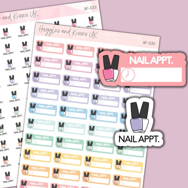 Nagel Termin Planner Aufkleber | Nagellack Sticker | Etiketten für Kalender, Planer und mehr