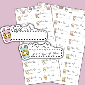 Coffee Date planner stickers | Coffee Cup box stickers | Planner Stickers | Labels for Planner / Diary