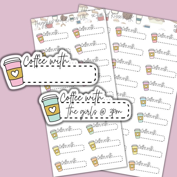 Coffee Date planner stickers | Coffee Cup box stickers | Planner Stickers | Labels for Planner / Diary