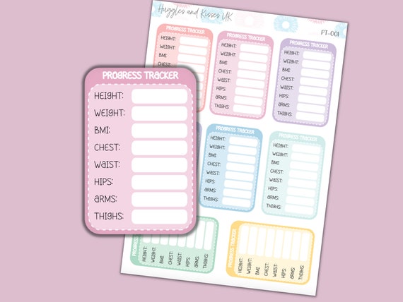 Monthly Progress Tracker Planner Sticker | Pastel Colours | Weight Loss | Body Measurement Planner Stickers | Calendars Planners and More