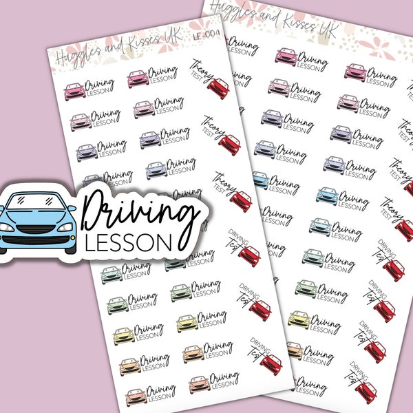 Driving Lesson planner stickers | Driving and Theory Test stickers | Planner Stickers | Labels for Planner / Diary