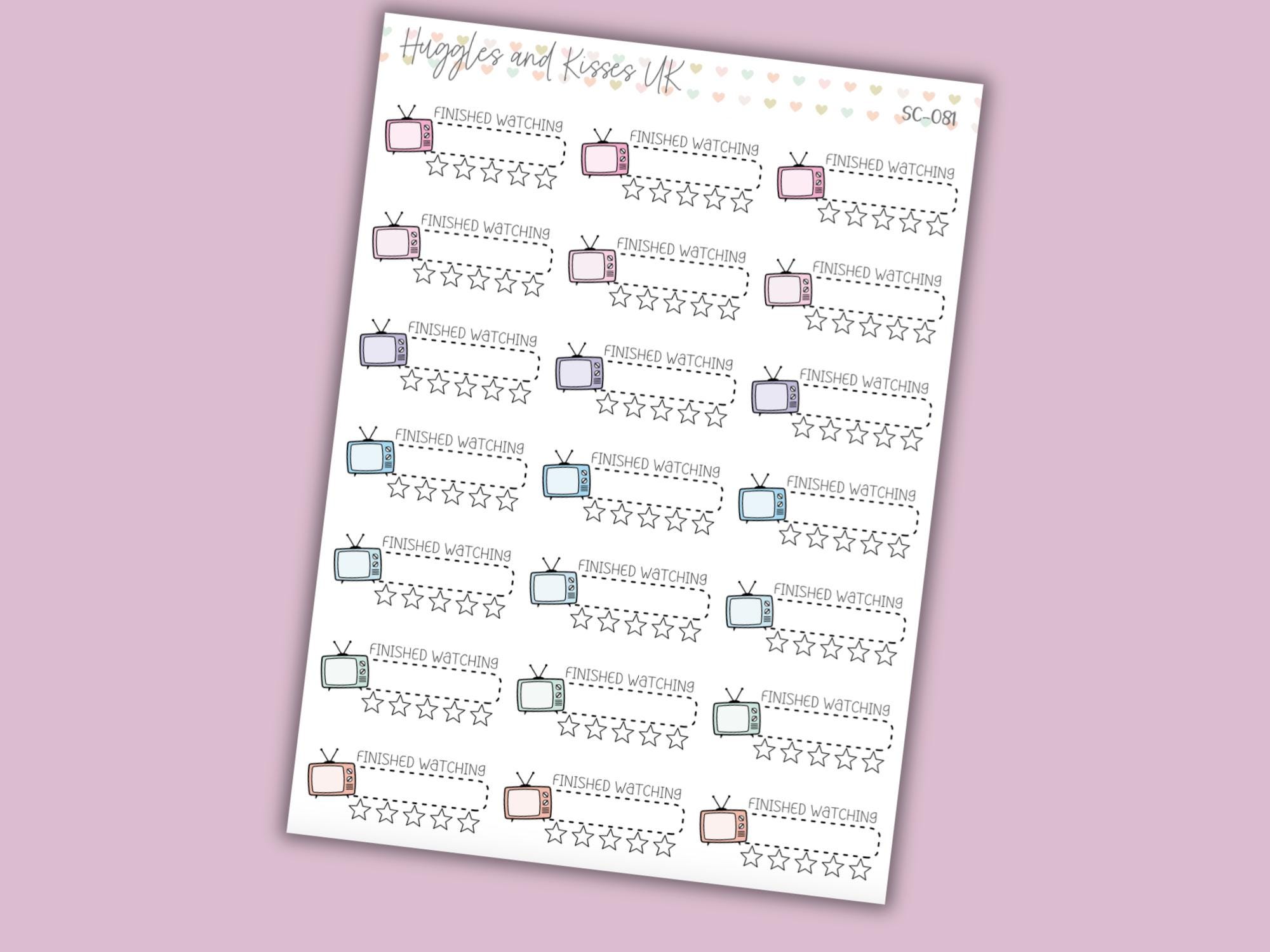Wathcing Sticker Finished Watching Planner Sticker | Book Rating | TV Planner Stickers ...