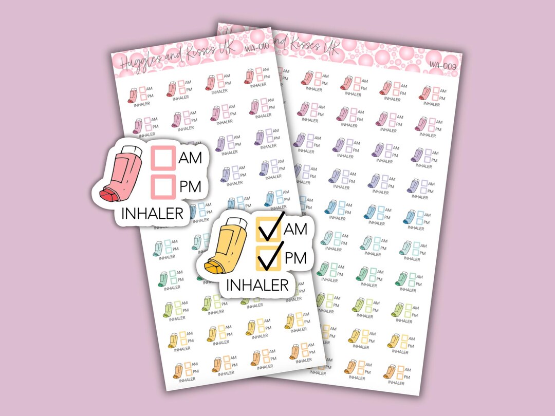 Inhaler Planner Stickers | Pastel Inhaler Reminder | Asthma Medication ...
