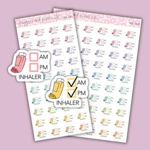 Inhaler Planner Stickers | Pastel Inhaler Reminder | Asthma Medication Tracker | Health Planner | Labels for Calendars Planners and More