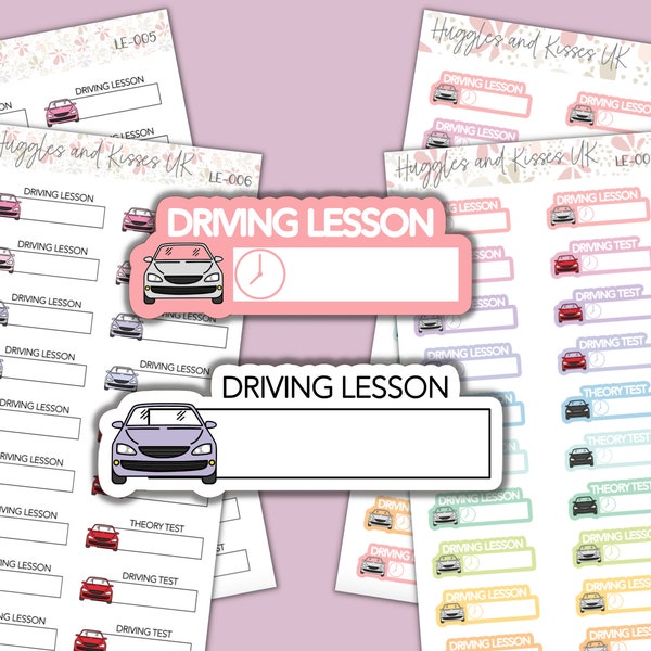 Driving Lesson planner stickers | Driving and Theory Test Textbox stickers | Planner Stickers | Labels for Planner / Diary