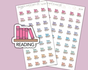 Reading | Planner Sticker | Pastel Colours | Books | Planner Stickers | Labels for Calendars Planners and More