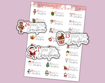 Days Until Christmas Planner Stickers | Festive Stickers | Functional Planner Stickers | Diary | Christmas Countdown | Xmas Season