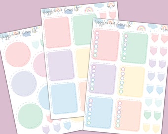 To Do Blank Planner Sticker Set / Pastel Rainbow Colours | Planner Stickers | Labels for Planners and More