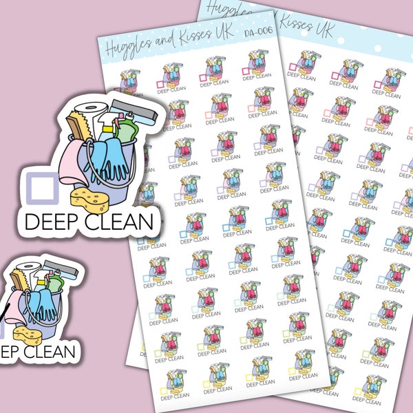 Reinigung / Deep Clean Planner Sticker | Pastellfarben | Sauberes Haus Sticker | Etiketten für Kalender, Planer und mehr