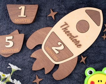 Baby Monthly Milestone Space Shuttle. Baby Monthly Sign Set Astronomy. Personalized Monthly Milestone Markers. Photo Props Milestone.