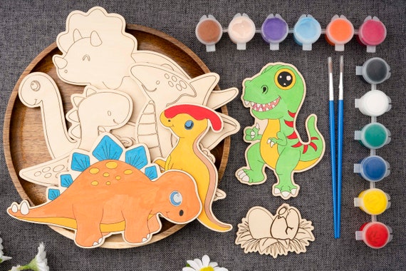 DIY Wooden Dinosaur Painting Kit: Unfinished Wood Craft Set