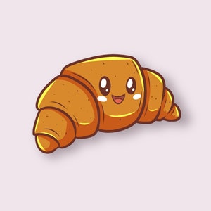 Adorable autocollant en vinyle CROISSANT, autocollant imperméable de haute qualité, parfait pour les ordinateurs portables et les bouteilles d'eau, cadeau amusant pour les gourmets !