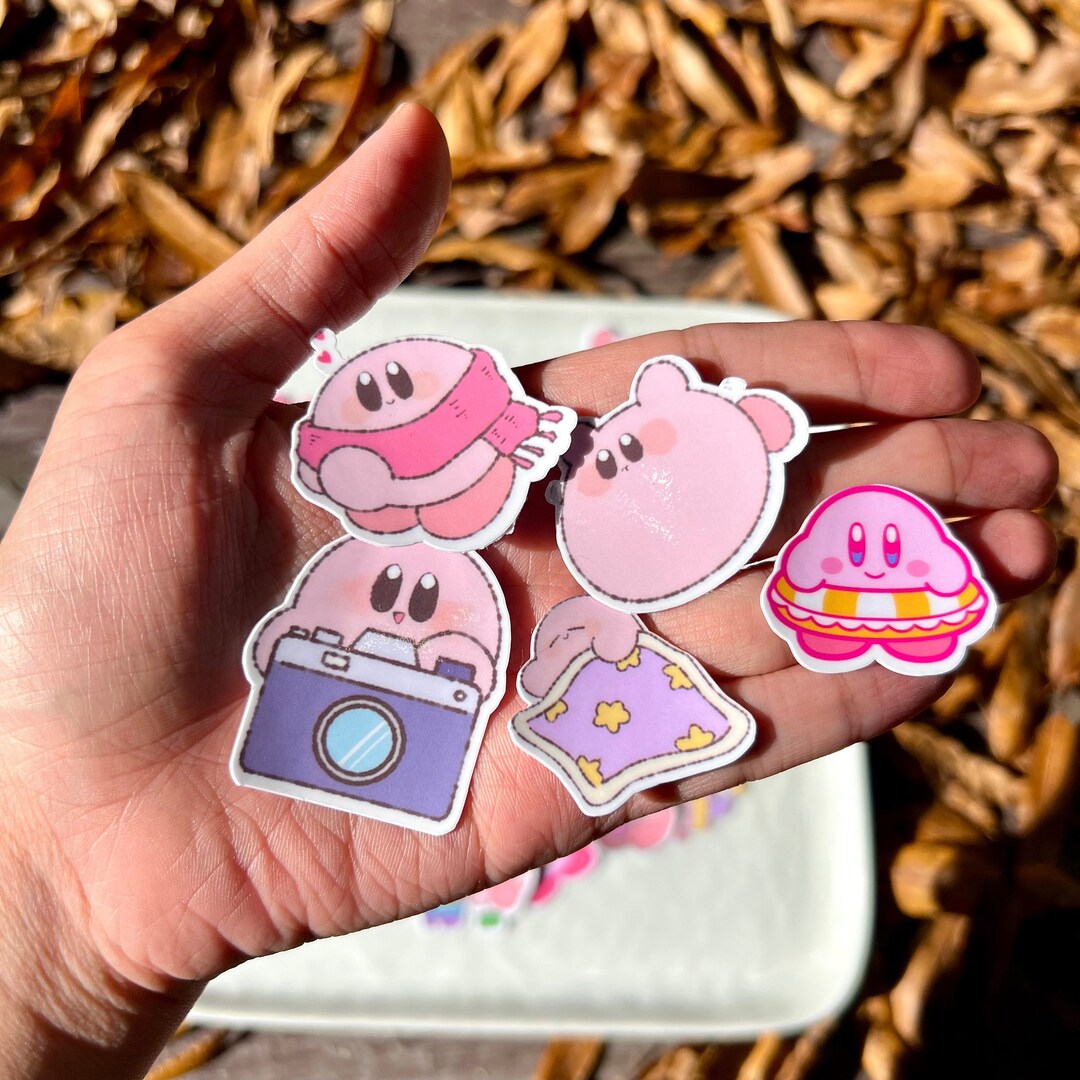 5 Random Kirby Stickers Waterproof Glossy Stickers Cute Etsy