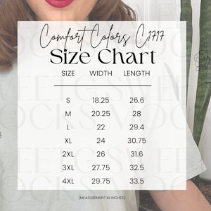 Comfort Colors 1717 Size Chart - Comfort Colors Size Chart - Size Chart - Unisex Size Chart - Size Chart Mockup - Size Guide - Trendy Mockup