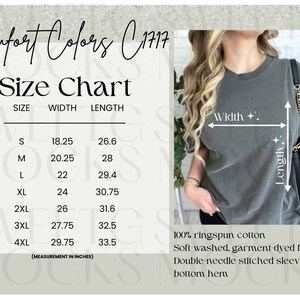 Comfort Colors 1717 Size Chart - Comfort Colors Size Chart - Size Chart - Unisex Size Chart - Size Chart Mockup - Size Guide - Trendy Mockup