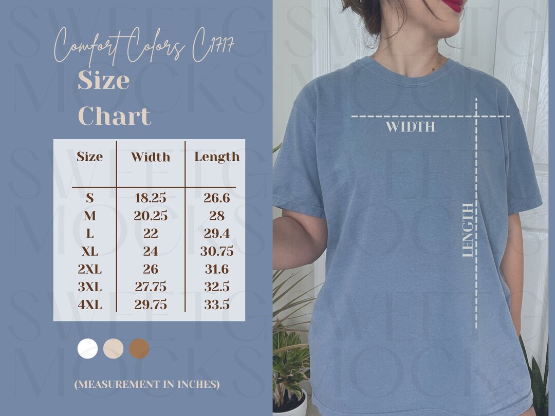 Comfort Colors 1717 Size Chart Comfort Colors Size Chart Size Chart