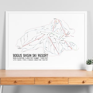 Gefälschte Basin Aesthetic Trail Karte | Skifahren Poster | Snowboarding Poster | Winter Dekor | Wandkunst | Druckbar | DIGITALER DOWNLOAD