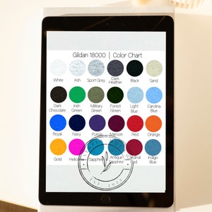 Gildan 18000 Unisex Crewneck Sweatshirt Color Chart, Gildan Pullover Color Chart Mockup
