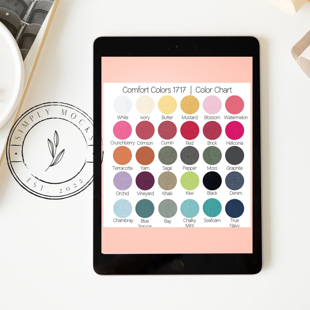Comfort Colors 1717 Color Chart, Unisex T-shirt Color Chart Mockup - Etsy