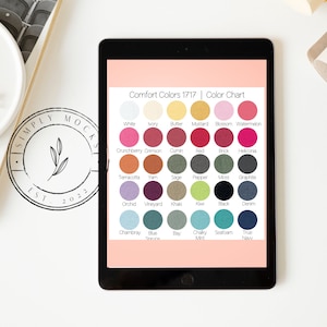 Comfort Colors 1717 Color Chart, Unisex T-Shirt Color Chart Mockup