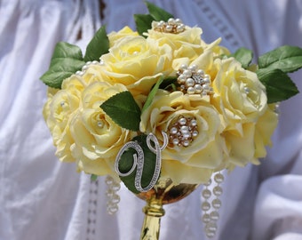 Yellow Bridal Brooches Bouquet