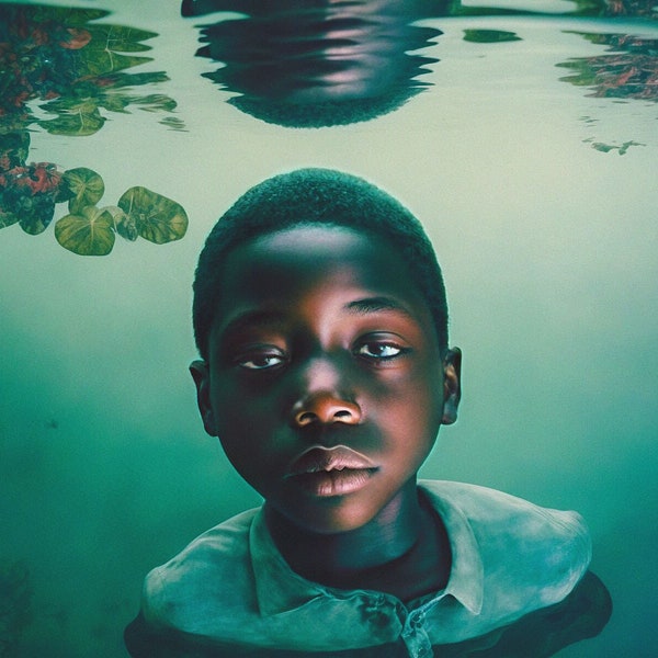 Liberian Water • Floating Boy • Childhood Trauma • Surreal Photography • Healing Art • Printable Wall Art • Instant Download