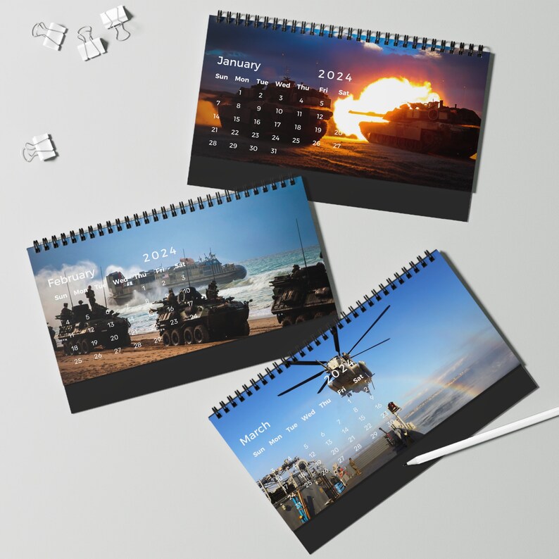 2024 US Marines Themed Desk Calendar Etsy