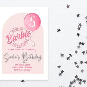 Doll Birthday Printable Invitation, Girl Party Invite, Printable Card, Girl Birthday Evite