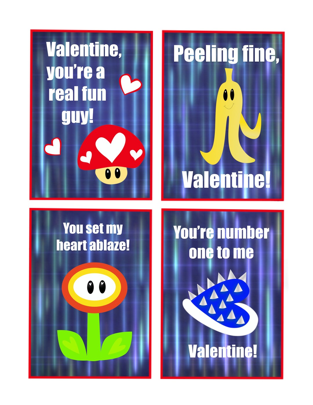 Mario Kart Items Valentine Printables Etsy