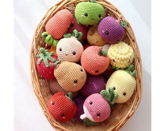 20 Amigurimi Pack of Fruits and Vegatables English Pattern