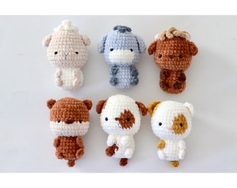 Pretty Farm Animals English Pattern Highland Cow,Sheep,Donkey,Dog,Cat,Beaver