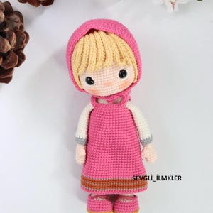 Crochet Pink Hood Girl English Pattern