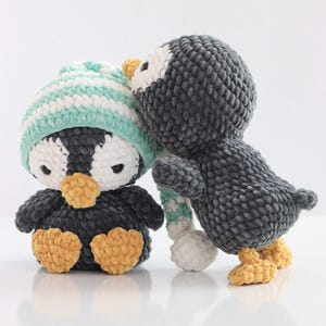 English, Français, Deutsch, Häkel-Pinguin Amigurumi-Muster, Samtgarn (PDF Muster 100+ Foto)