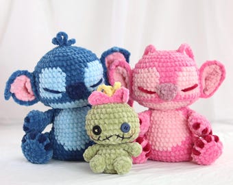 English, Deutsch, Français. Stitch, angel and scrump crochet pattern set ( 200+ photos)