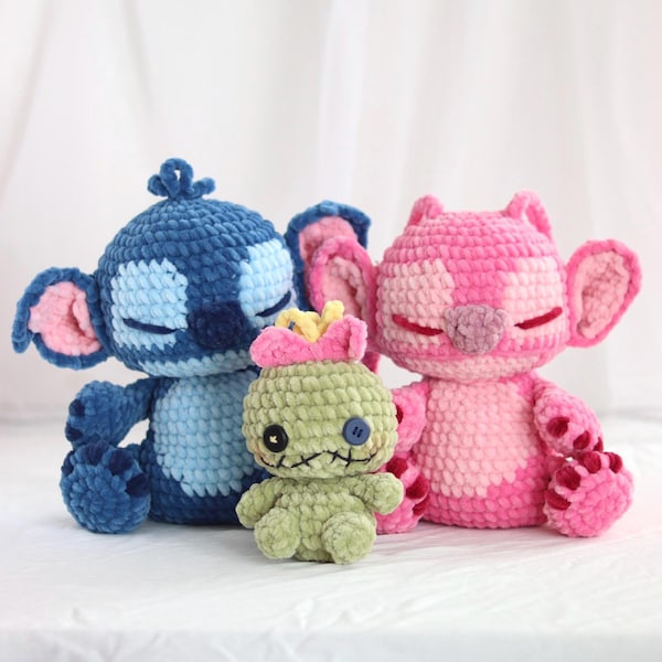 English, Deutsch, Français. Stitch, angel and scrump crochet pattern set ( 200+ photos)