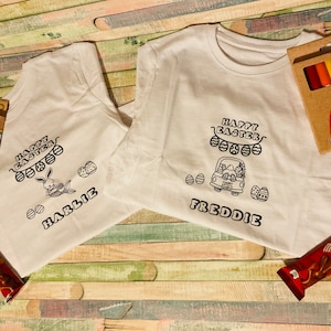 Personalised Easter colour in activity kids T-shirt with washable pen