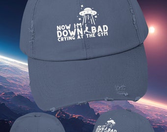 UFO Graphic Distressed Ball Cap | Funny Workout Hat
