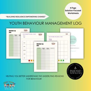 Youth Behaviour Management Log & Tracker | Printable Intervention Worksheets for Emotional Regulation | Digital Resource