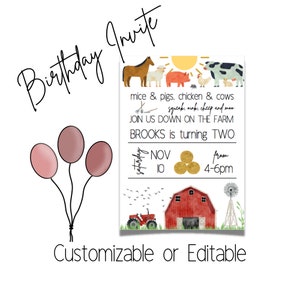 2nd Birthday Farm Party Invite