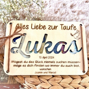 Holzkarte Geldgeschenk Taufe mit Namen, Geschenkidee zur Taufe, Geschenkidee Taufe Junge, Mädchen, Geschenk zur Taufe