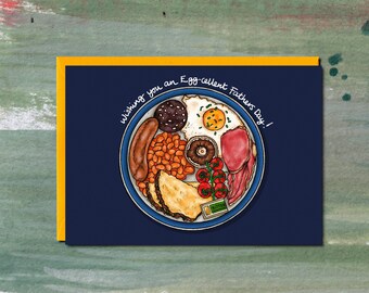 Full English Breakfast Fathers Day Card, Fried Breakfast, Brunch Card, Beans on Toast, Cooked Breakfast, British Food