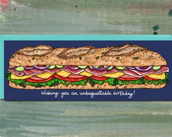Baguette Card, Bread Card, Funny Birthday Card, Foodie Gift Ideas, Food Pun Card, Sandwich Card