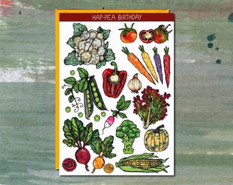 Gardening Birthday Card, Allotment Card, Birthday Card Vegetables, Veggie Birthday Card, Mum, Dad