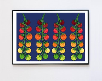 Tomato Print, Tomato Poster, Vegetable Poster, Food and Drink Kitchen Print, Tomatoes Art Print, Colourful Vegetables Print