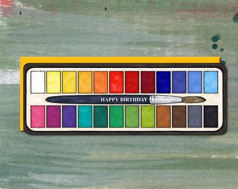 Artist Birthday Card, Art Happy Birthday Card, Art Student Birthday Card, Art Materials Card, Colour Swatches, Paint Palette, Painting Card