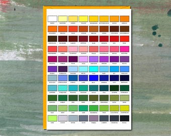 Artist Birthday Card, Art Birthday Card, Art Student Card, Colour Swatches, Paint Palette, Colour Swatch Card, Pantone
